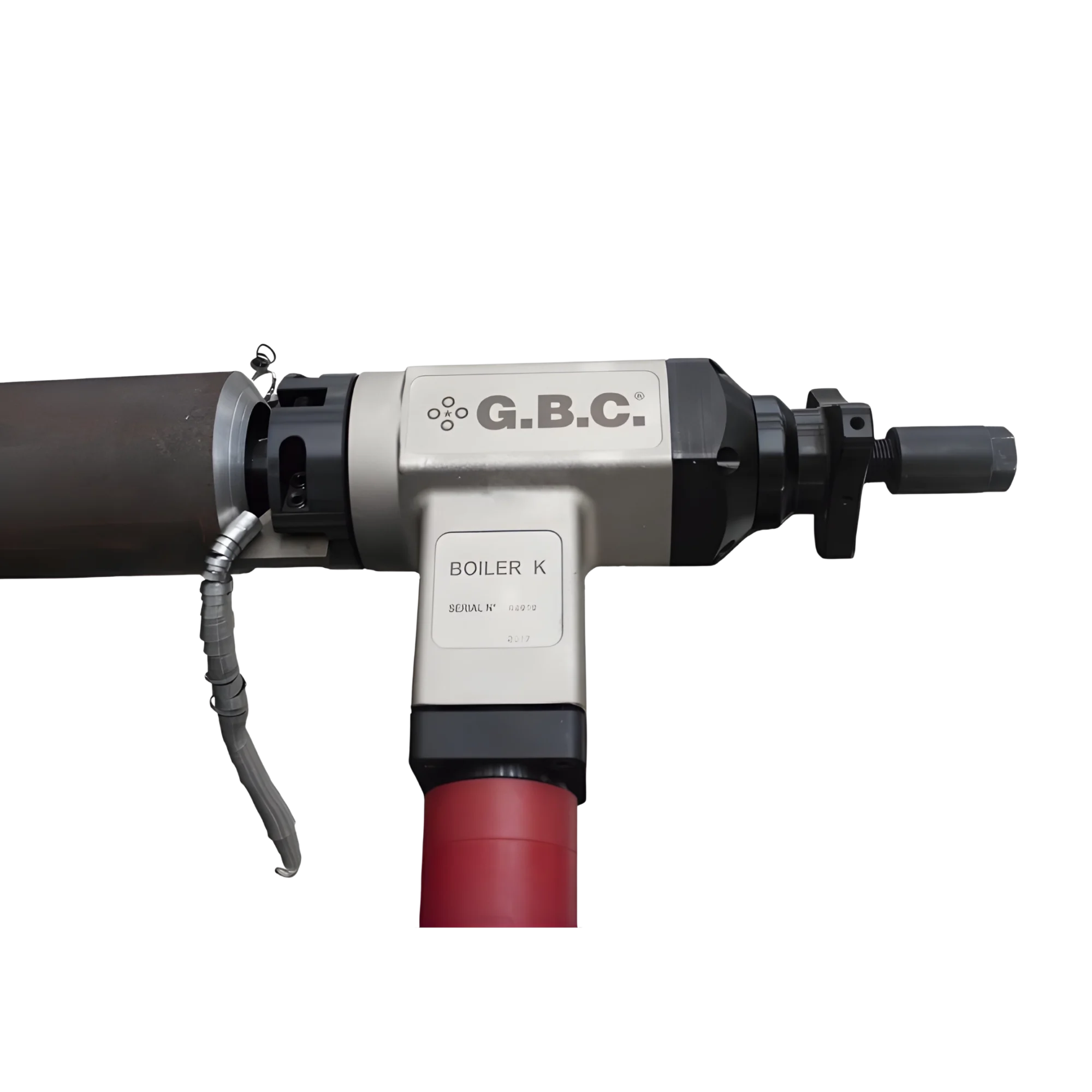 Rörfasmaskin Boiler K monterad i rör, kraftfull tubfräs för fogberedning och omtubning av värmeväxlare och pannor.