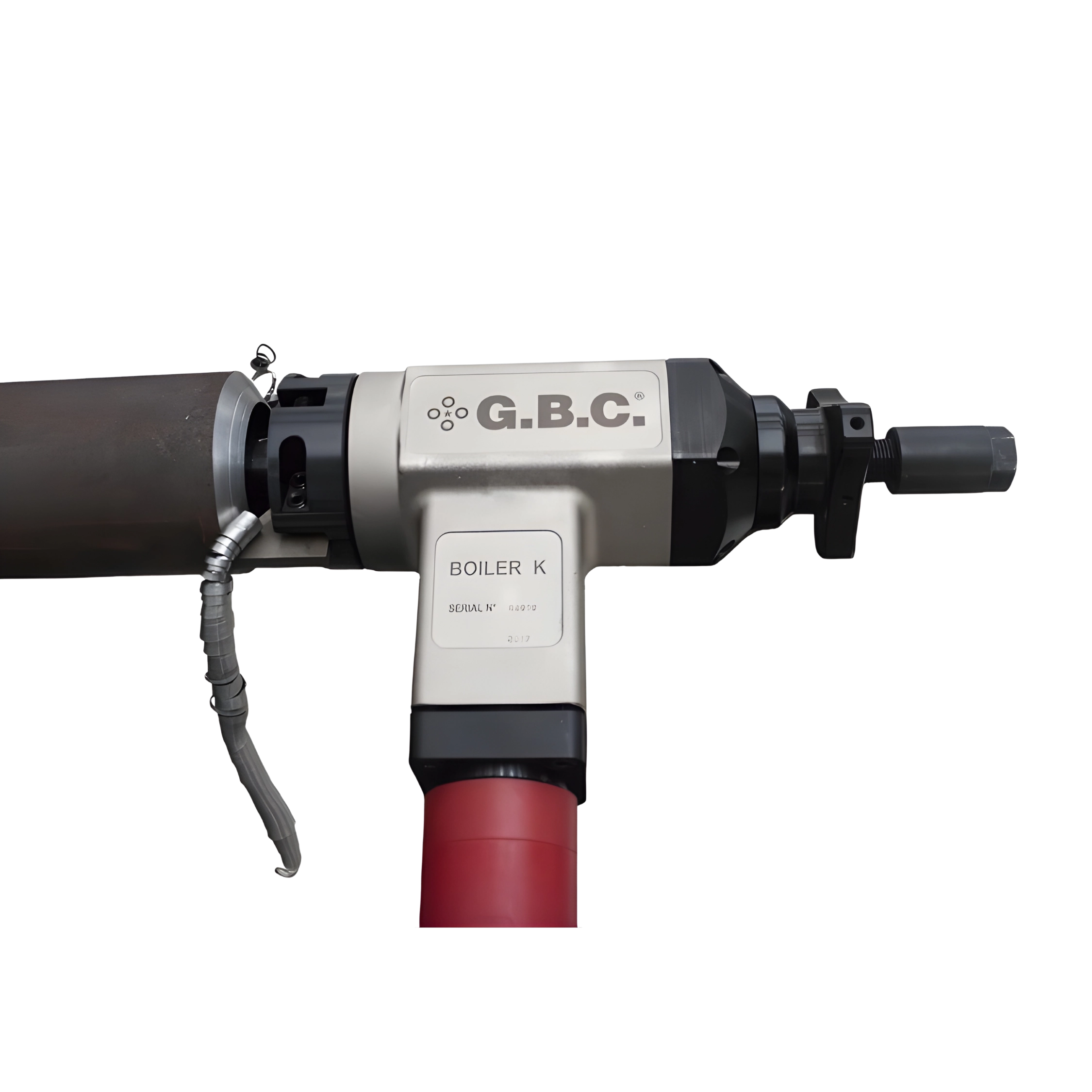 Rörfasmaskin Boiler K monterad i rör, kraftfull tubfräs för fogberedning och omtubning av värmeväxlare och pannor.