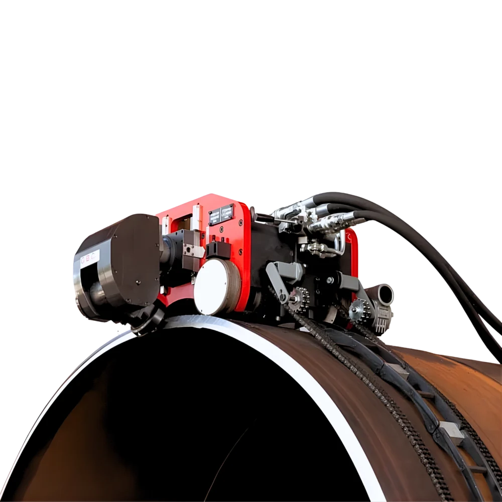 TAF kedjemonterad kap- och fogberedningsmaskin monterad på rör med mycket stor diameter