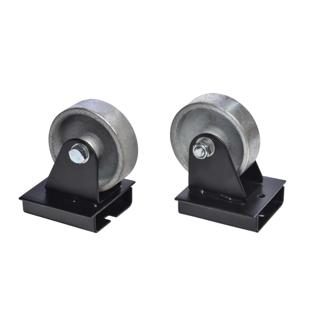 Tillbehör till rörstativ med rullar och kulöverföringar för smidig hantering av rör.