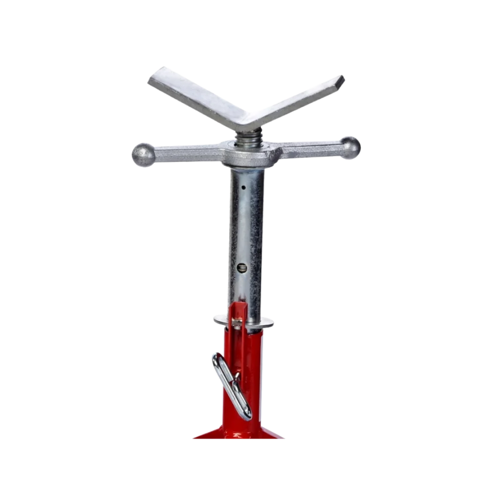 PJ3 rörstativ i boxprofil med justerbart huvud, utformat för stabilt stöd av rör vid montering och svetsning.