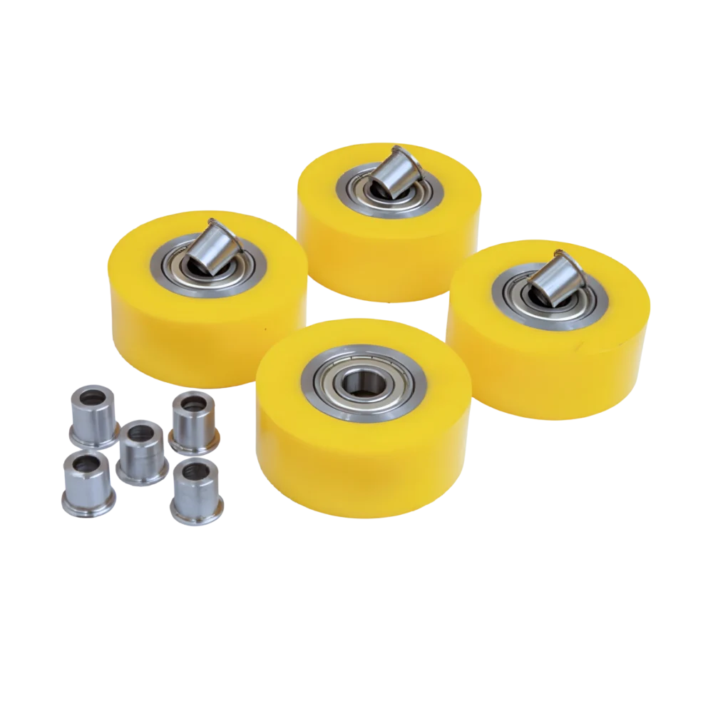 PJQ Quattro Heavy Duty rörstativ med rullhuvud och hjul för tung hantering och transport av rör.